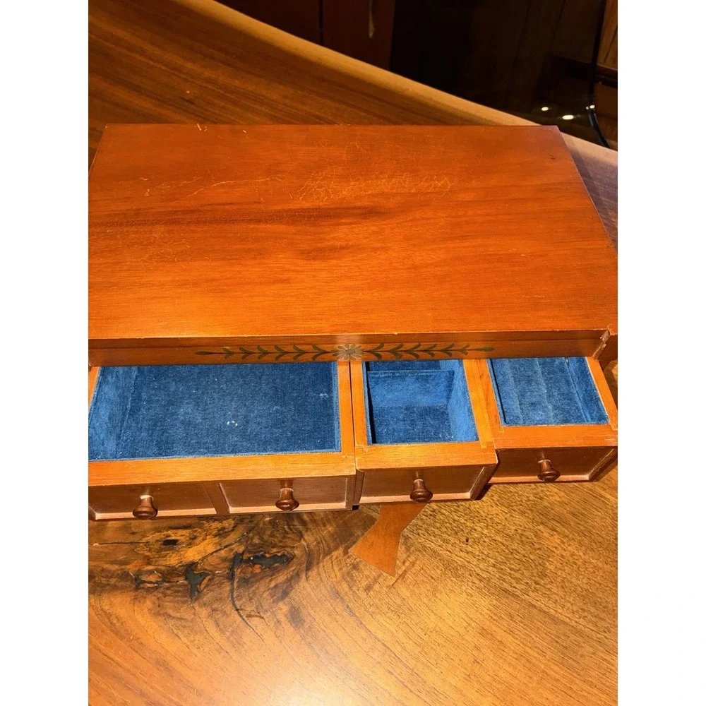 MID CENTURY MODERN WOOD JEWELRY BOX DRESSER MADE IN JAPAN